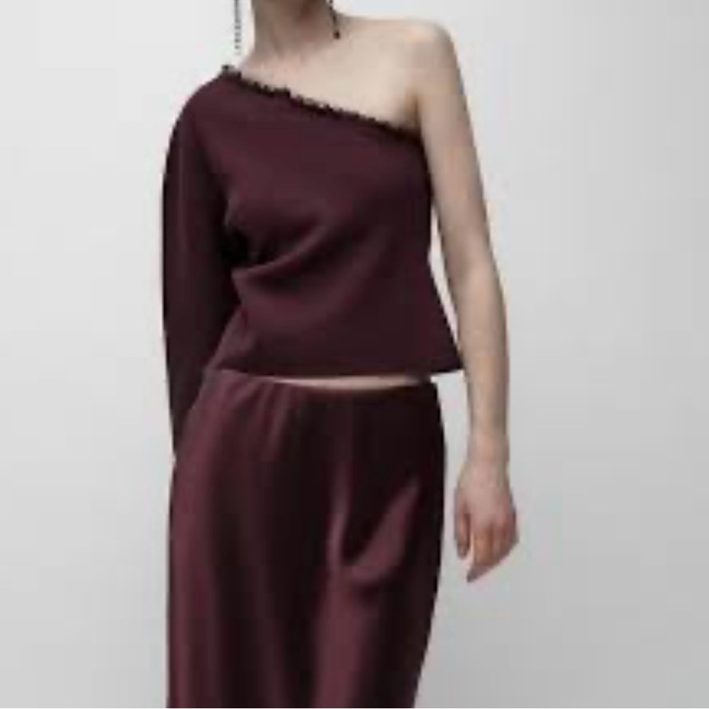 One-Shoulder Burgundy Top